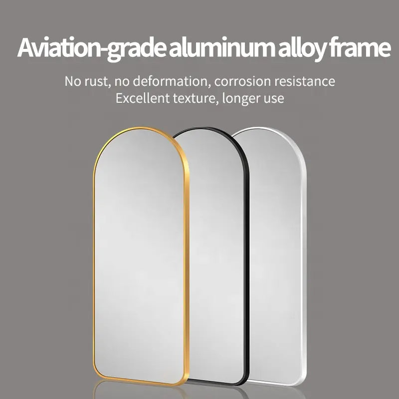 Modern Full Body Mirror for Bedroom Wall Hanging Elegant Design with Aluminium Alloy Frame Arched Dressing Decorative Usage
