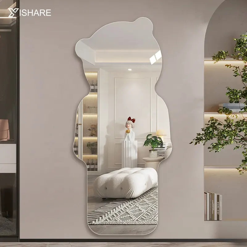 Wholesale Modern Home Stylish Large Glass Decorative Mirror Custom Bear Designer 5mm Thickness Wall Mounted for Beauty Room