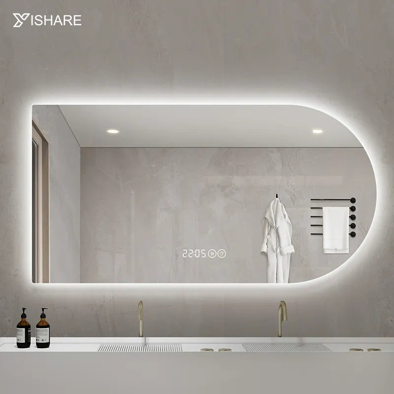 Creative Special-Shaped Smart LED Bathroom Mirror Luminous Decorative Wall Hanging Glass Material for Household & Cosmetic Use