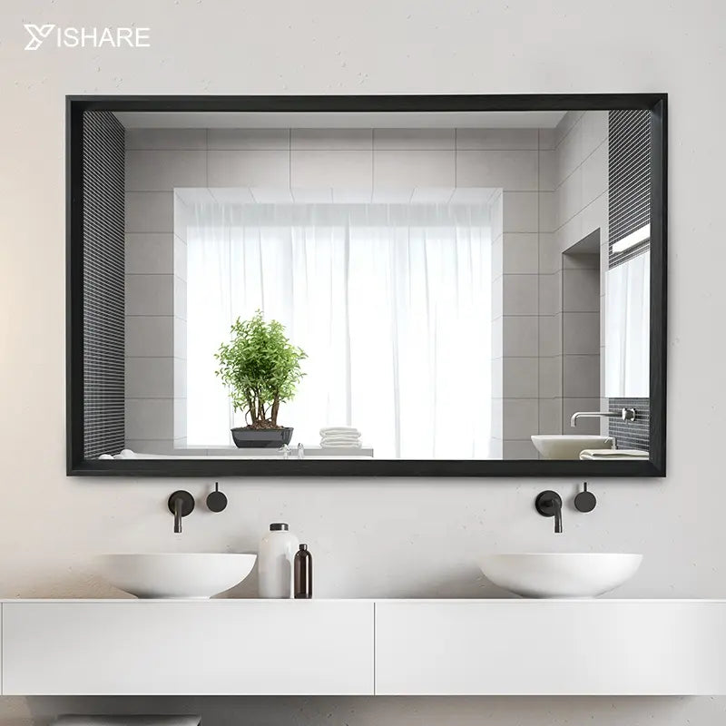 Yishare Simple High Quality Rectangle Hotel Indoor Decorative Framed Wall Mounted Mirror for Bathroom Living Room Entrance
