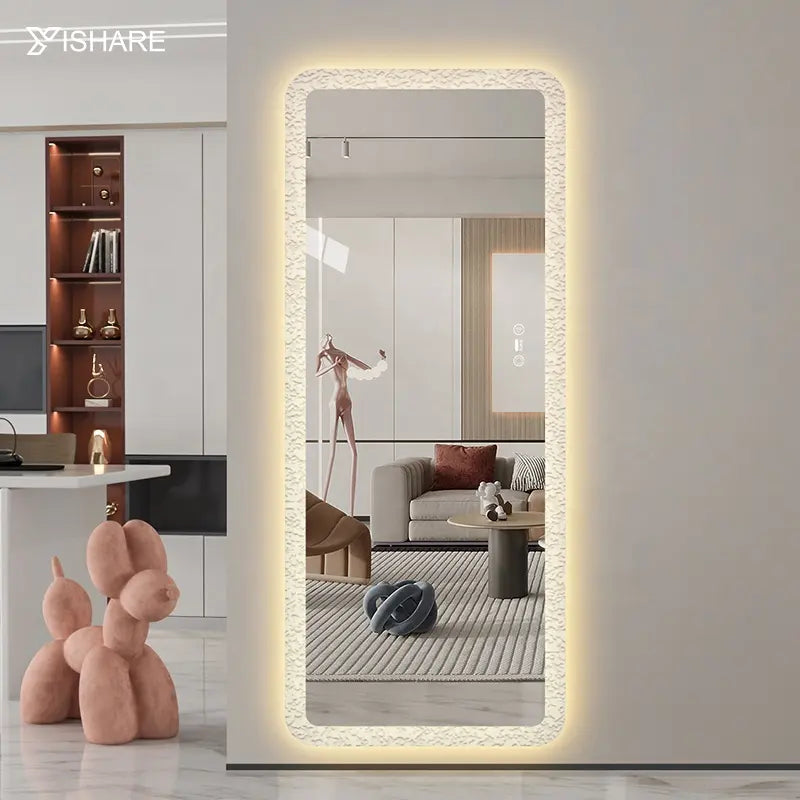 Yishare Wall Led Floor Wholesale Full Length Standing Hotel Bathroom Salon Mirror With Lighting
