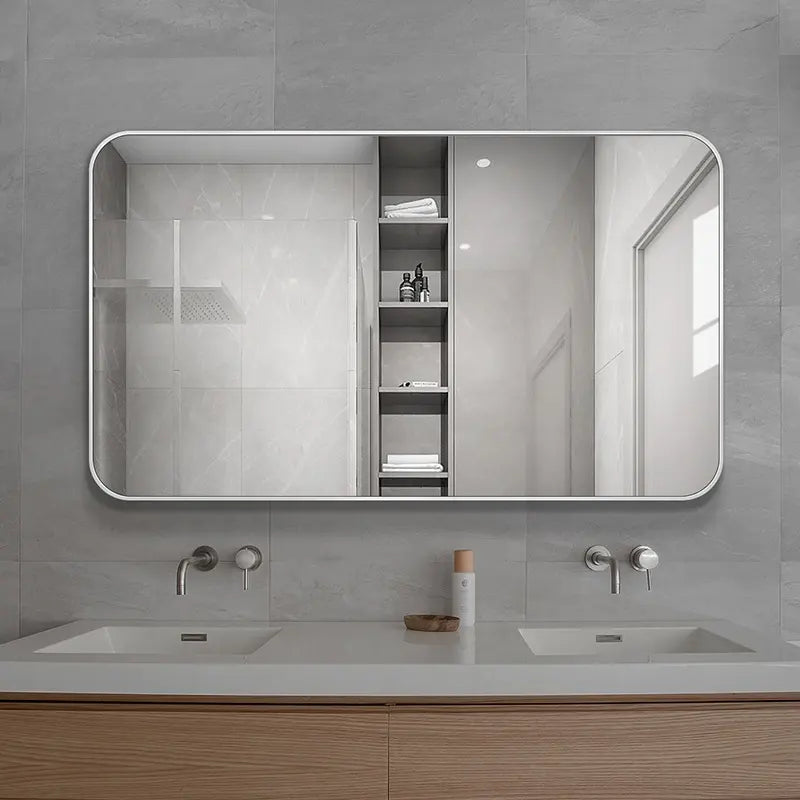 High Quality Light Luxury Rectangle Shape Wall-Mounted Bathroom Mirrors Modern Aluminium Alloy Frame for Home Hotel Decorative