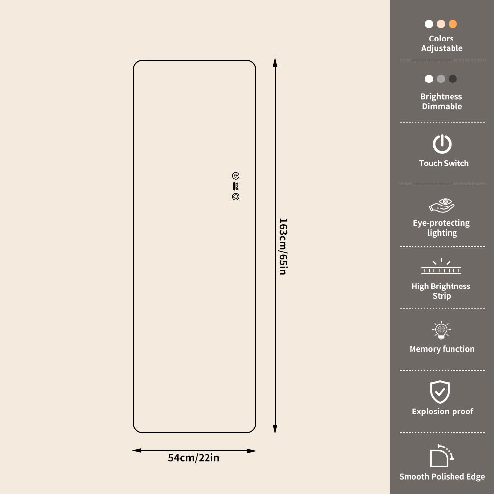 Yishare Radar-Sensing Frameless Backlit Explosion-Proof Full-Length Mirror
