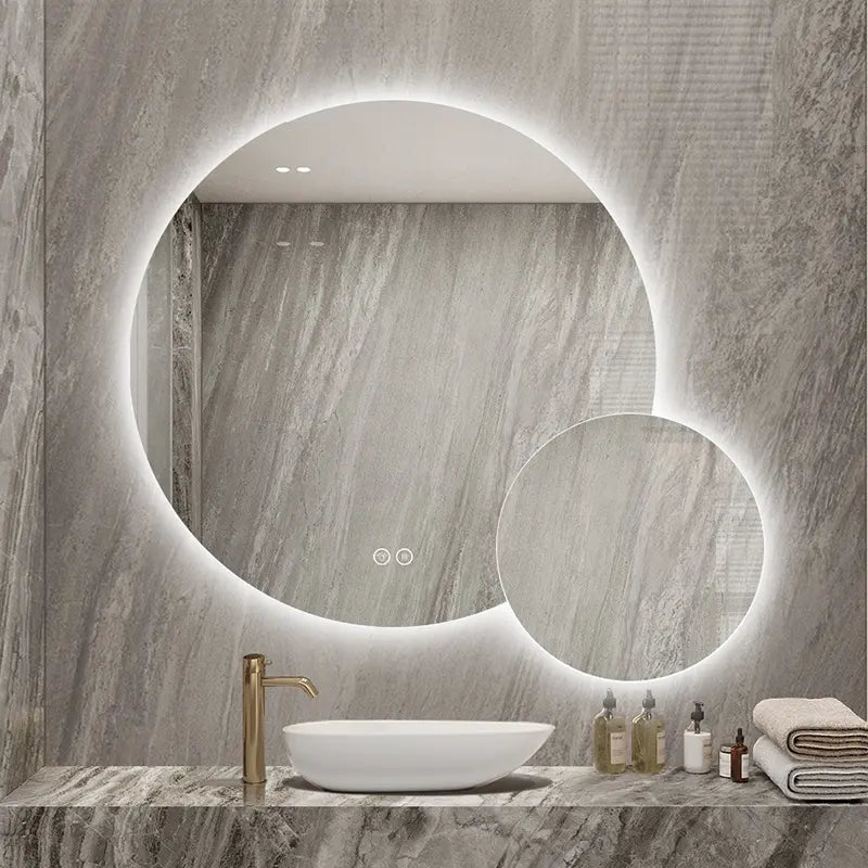 Modern LED Lighted Vanity Mirror for Bathroom Factory Direct Round Design with Illuminated Feature for Hotels