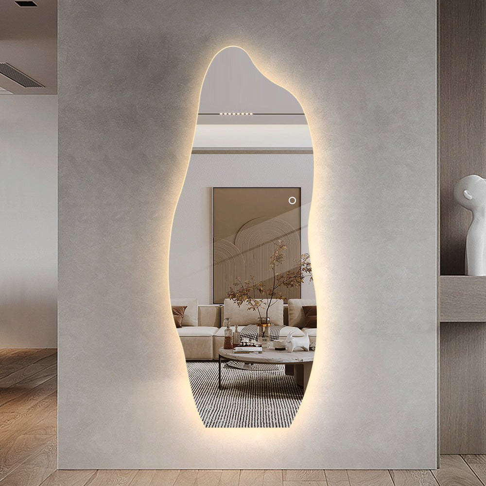 Yishare Dolphin-Shaped Frameless Backlit Explosion-Proof Full-Length Mirror