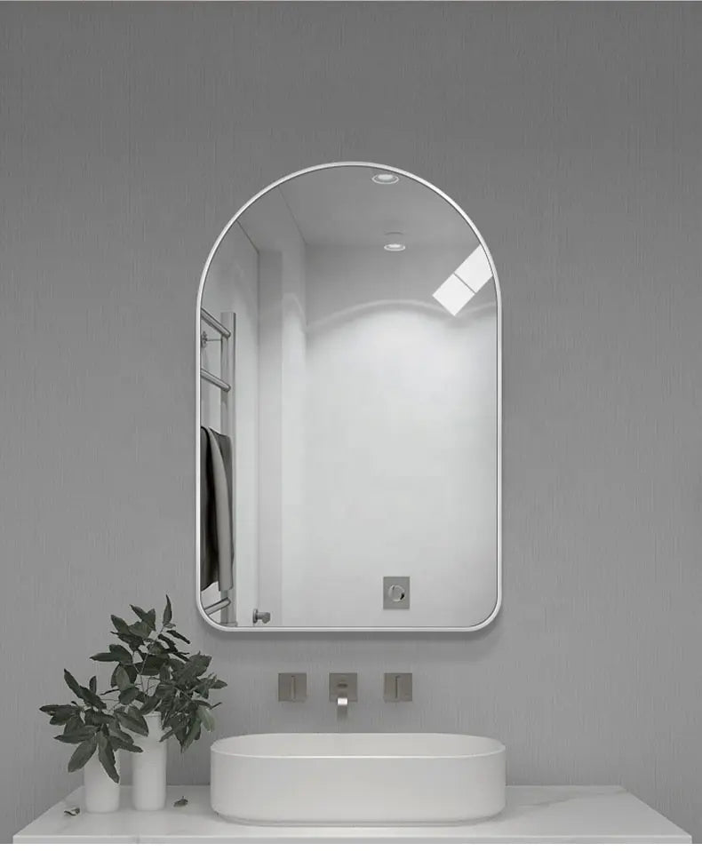 Light Luxury Irregular Arched Aluminum Alloy Wall Mounted Bathroom Mirrors Home Decorative Framed for Bathroom