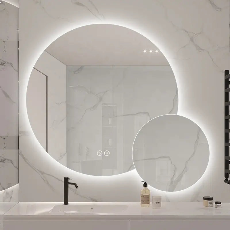 Modern LED Lighted Vanity Mirror for Bathroom Factory Direct Round Design with Illuminated Feature for Hotels