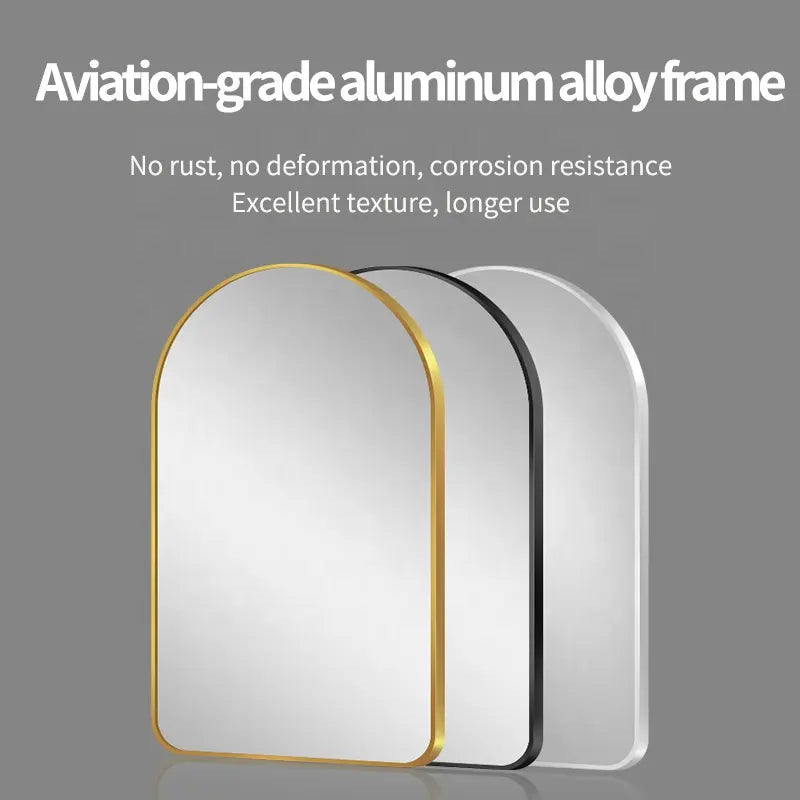 Light Luxury Irregular Arched Aluminum Alloy Wall Mounted Bathroom Mirrors Home Decorative Framed for Bathroom