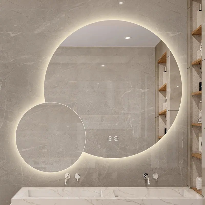 Modern LED Lighted Vanity Mirror for Bathroom Factory Direct Round Design with Illuminated Feature for Hotels