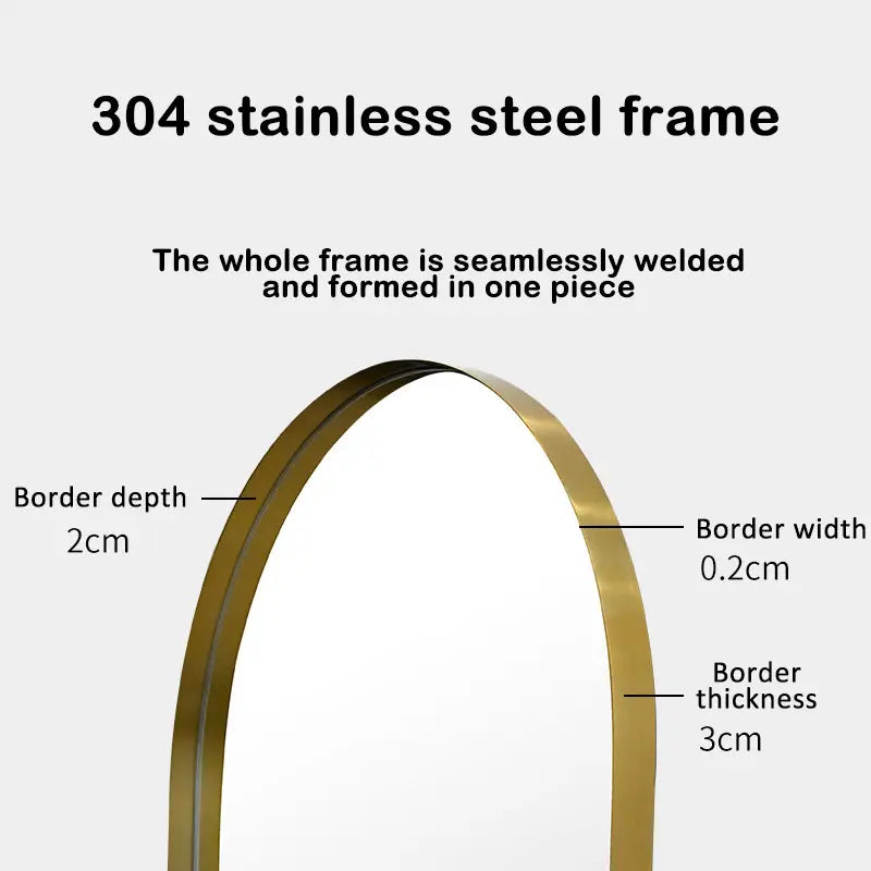 Stainless Steel Frame Illuminated Bathroom Mirror Wall Hanging Home Hotel Decoration Factory Direct Sell Graphic Design Solution
