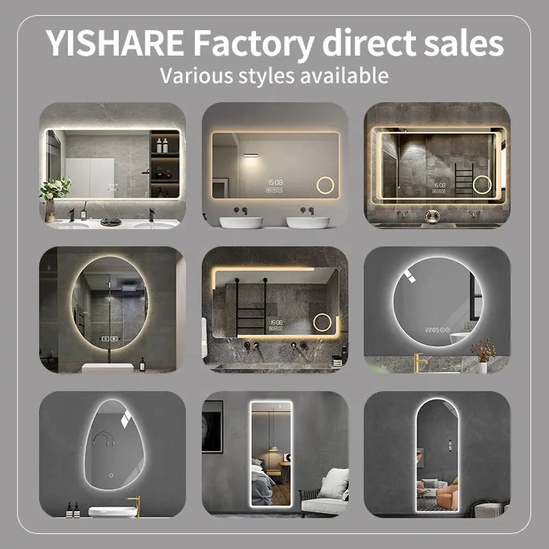 Contemporary LED Bathroom Mirror Custom Wall Mounted Oval Vanity Mirror Anti-fog Touch Lighting Design Graphic Design