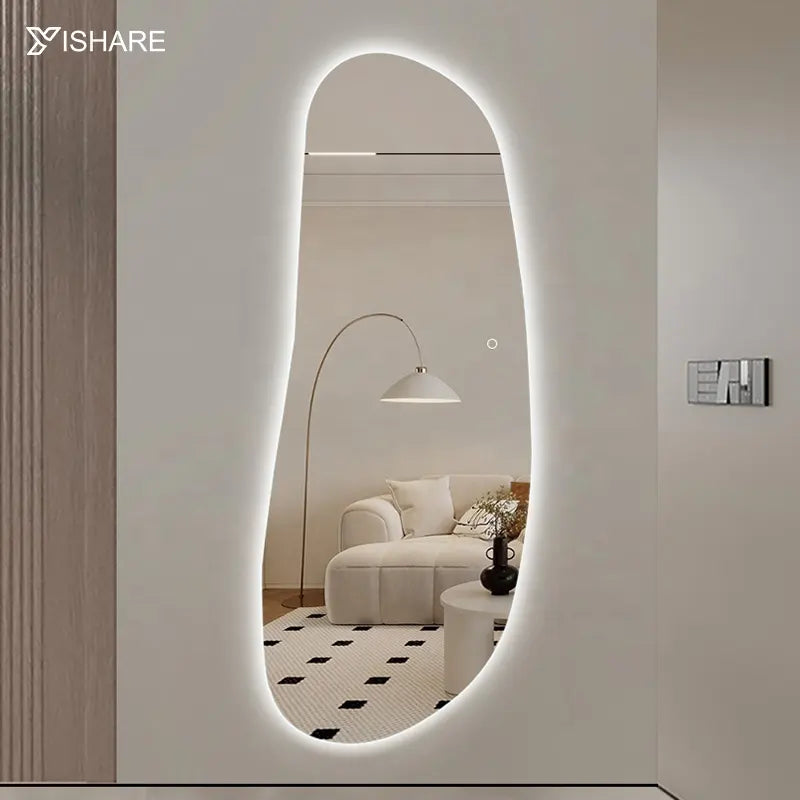 Factory Direct Wholesale Extra Large Irregular Silver Mirror Copper Free Art Decor Design Full Length Wall Mounted