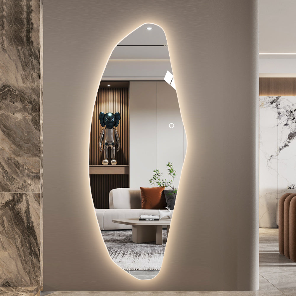 Yishare Dolphin-Shaped Frameless Backlit Explosion-Proof Full-Length Mirror