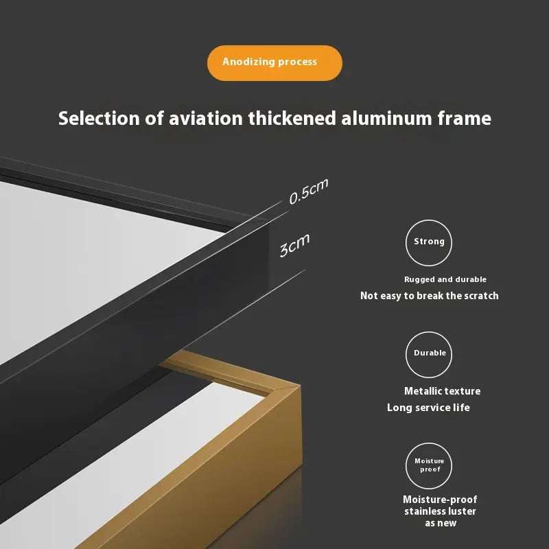 Modern Custom Thickened Aluminum Alloy Rectangle Bathroom Mirror Wall-Mounted Decorative Basin for Home Hotel for Gym Restroom