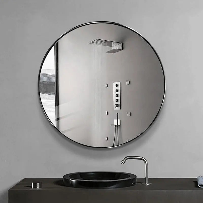 Yishare Nordic Style Home Stainless Steel Frame Rounded Bath Mirrors Shaving Mirror Wall Decorative Circular Bathroom Mirrors