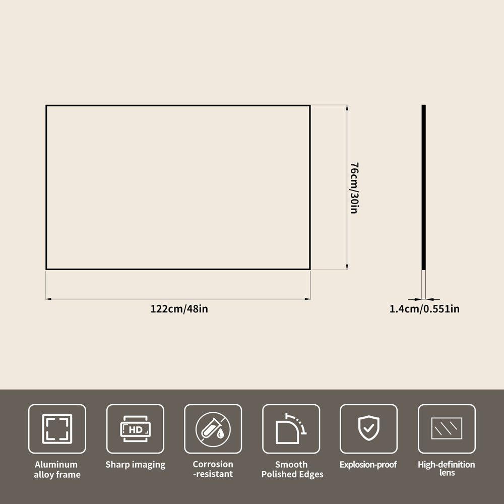 Yishare Rectangular Aluminum-Frame Ultra-Clear Explosion-Proof Bathroom Mirror