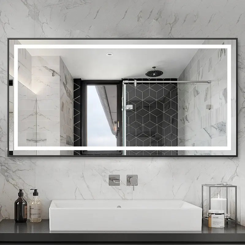Hot Selling Modern Design Rectangular Wall LED Smart Lighted Decorative Bathroom Mirrors Home Aluminium Alloy Framed