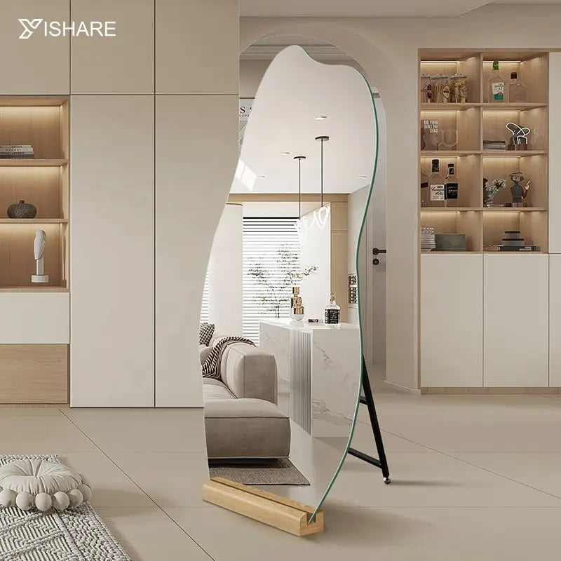 Factory Direct Contemporary Large Full-Length Makeup Decor Wall Mirror with Stand 5mm Thick Glass Low MOQ for Bathroom Use