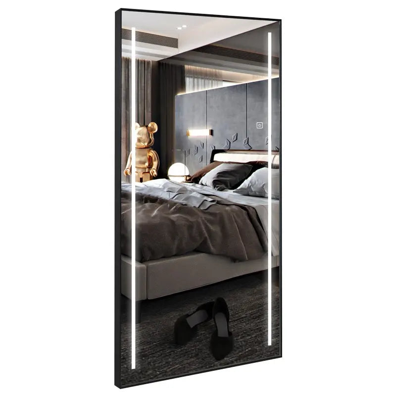 Modern Simple Aluminium Alloy Frame Rectangular Full Body Mirror Illuminated Smart Touch Led Dressing Mirrors