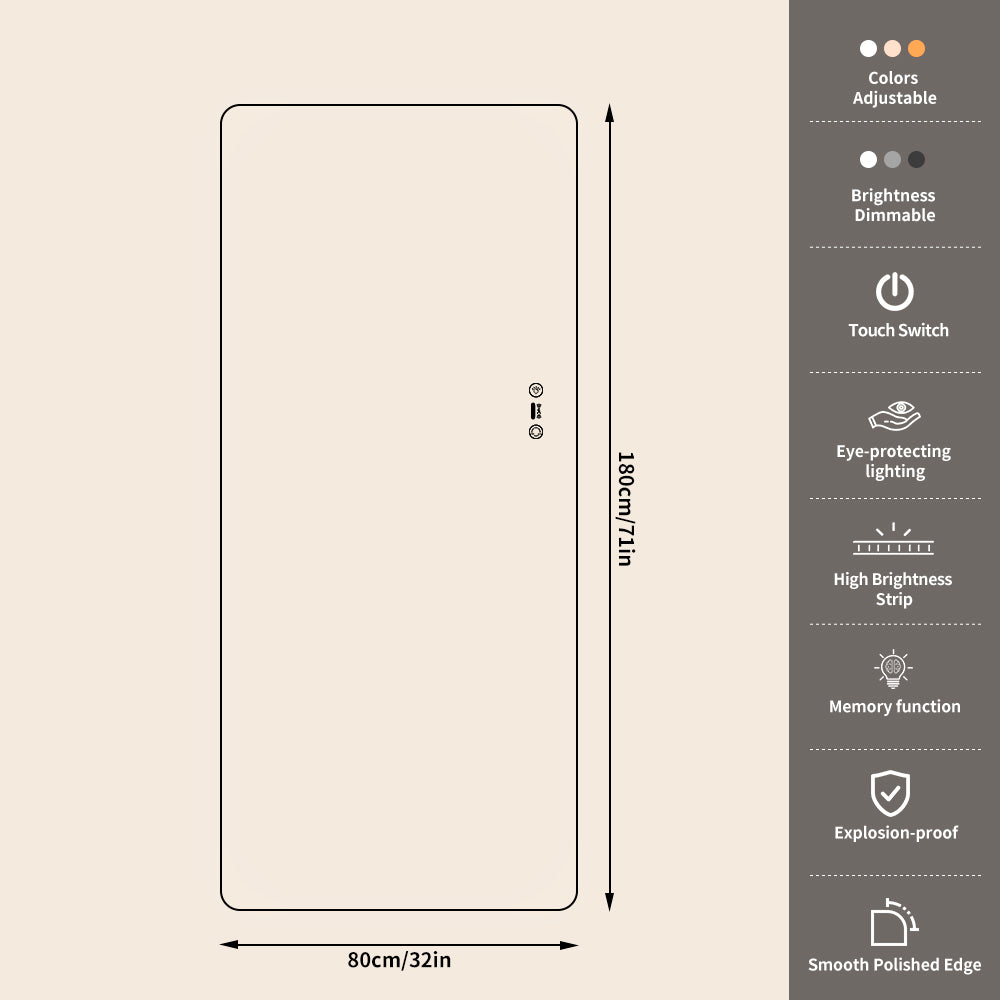 Yishare Radar-Sensing Frameless Backlit Explosion-Proof Full-Length Mirror