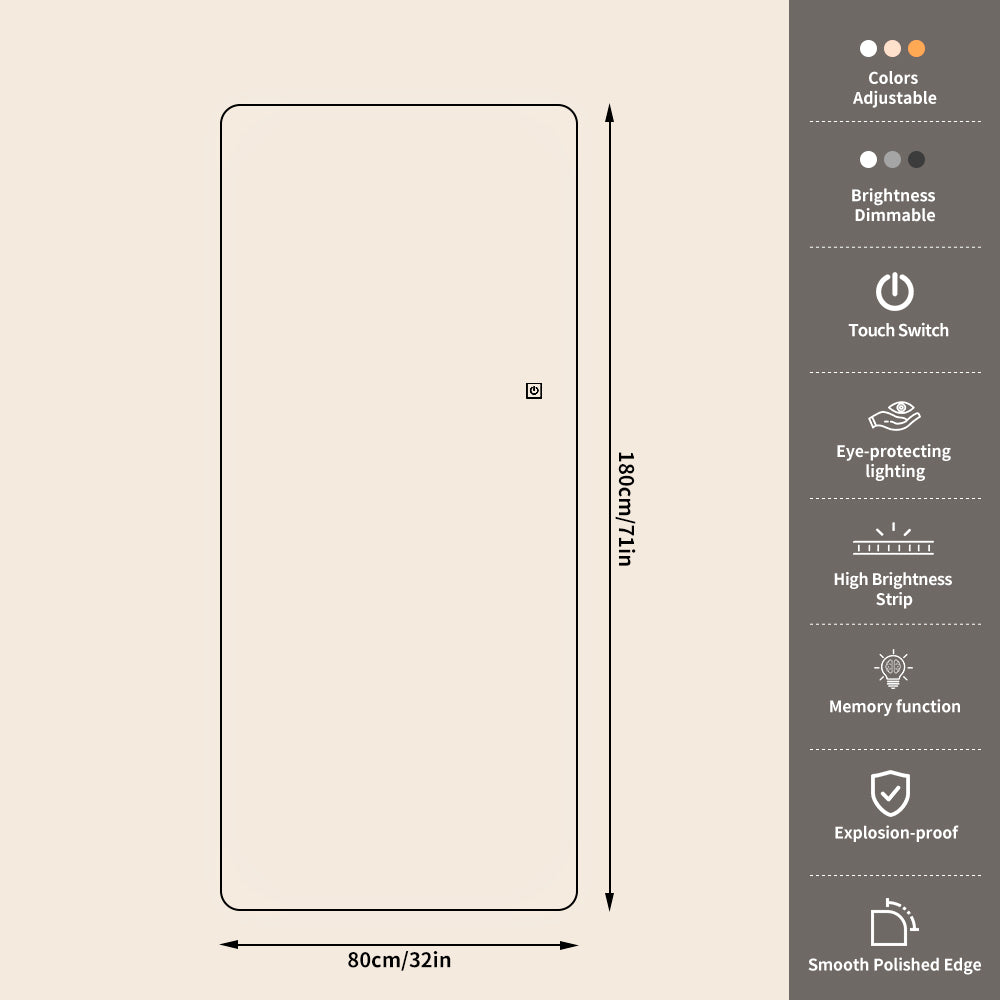 Yishare Radar-Sensing Frameless Backlit Explosion-Proof Full-Length Mirror