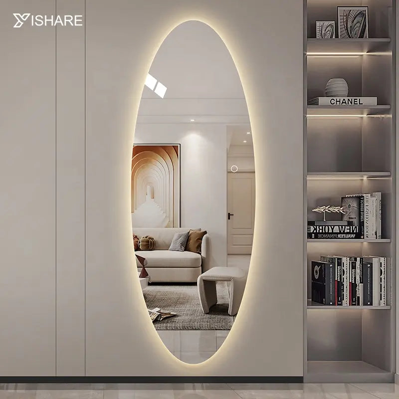 Factory Direct Sale Smart Houseware Ellipse Shape Decorative Wall Full Length Body Mirror