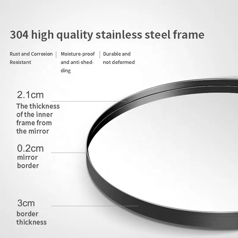 Contemporary Silver Circle Bath Mirror Framed Wall Mounted Hotel House Decoration Bedroom Living Rooms-Easy Hanging Installation