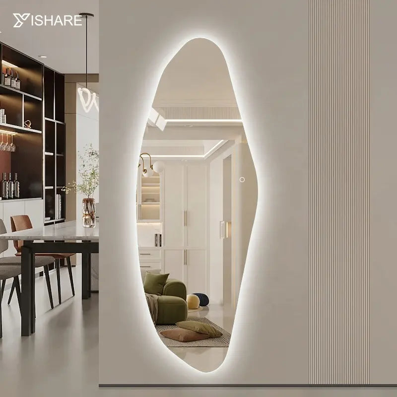 Factory Direct Sell Big Wall Led Full Length Irregular Illuminated Mirrors Home Decor Modern
