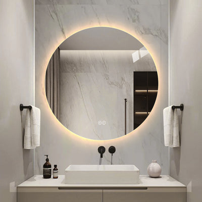 Custom Wholesale Round LED Bath Mirror Modern Smart Touch Sensor Lighting Dressing Table Wall Mount Hotel Home Bathroom Decoration