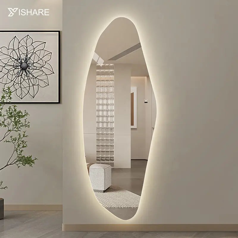 Factory Direct Sell Big Wall Led Full Length Irregular Illuminated Mirrors Home Decor Modern
