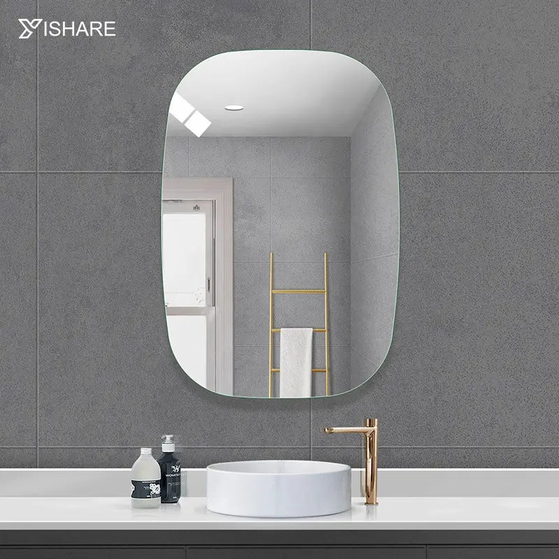 Yishare Modern Simple Home Frameless Bath Square Contemporary Rounded Corners Wall Mounted Entrance Decorative Bathroom Makeup