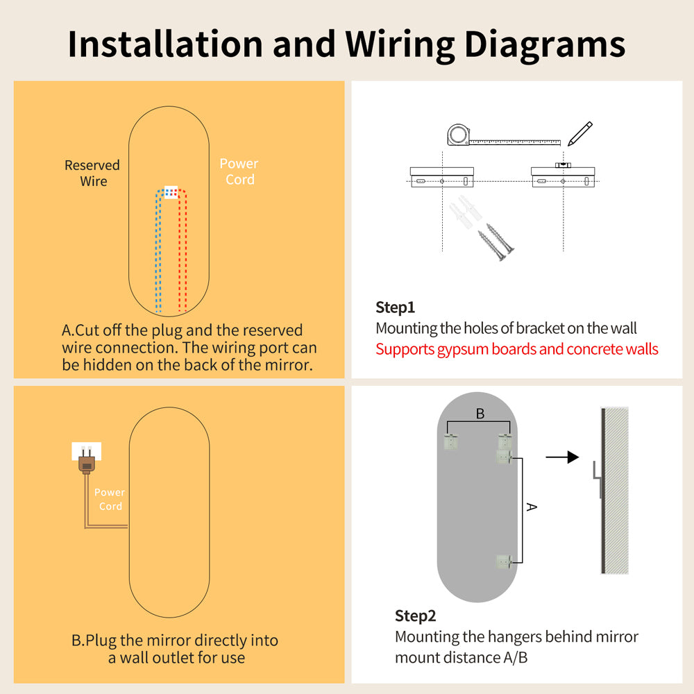 Yishare LED Runway-shaped Frameless Explosion-proof Full-length Mirror